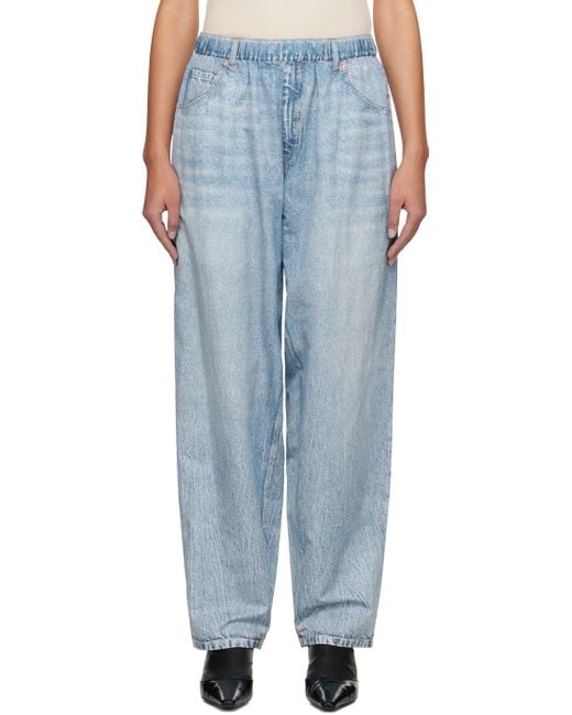 Alexander Wang Blue Printed Denim Track Pants