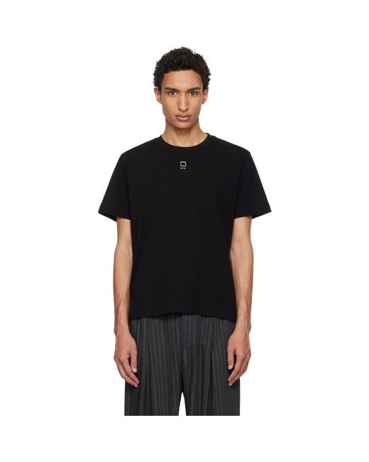 Wooyoungmi Black Front Logo Slim Fit T-Shirt for men