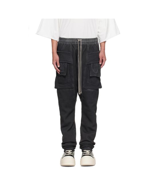 Rick Owens Gray Tower Creatch Drawstring Cargo Pants for men