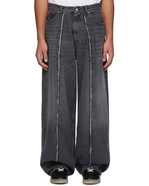 メンズ MM6 by Maison Martin Margiela グレー ローエッジ ジーンズ Black
