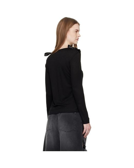 Simone Rocha Black Bow Ribbon Tail Long Sleeve T-Shirt