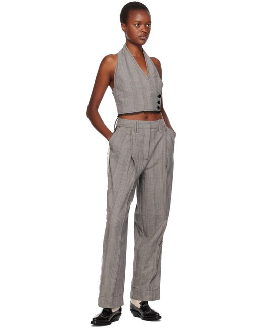 Ganni Black Gray Relaxed-fit Trousers