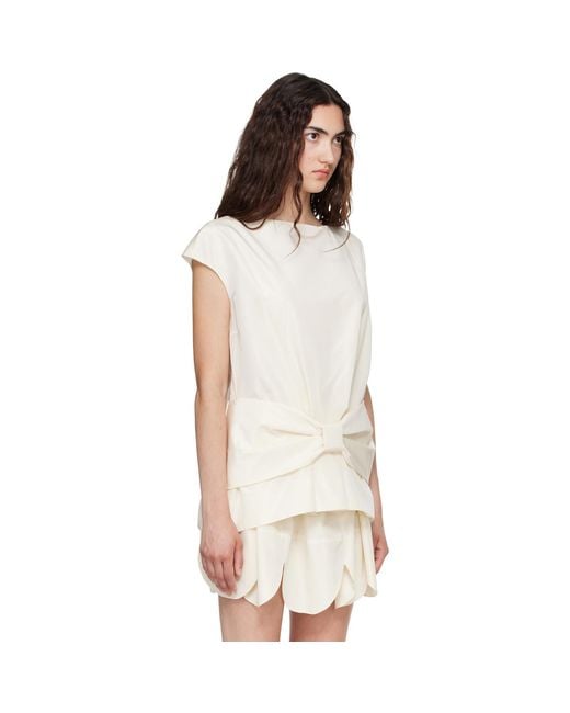 Simone Rocha White Off- Boxy Peplum Bow Detail Blouse