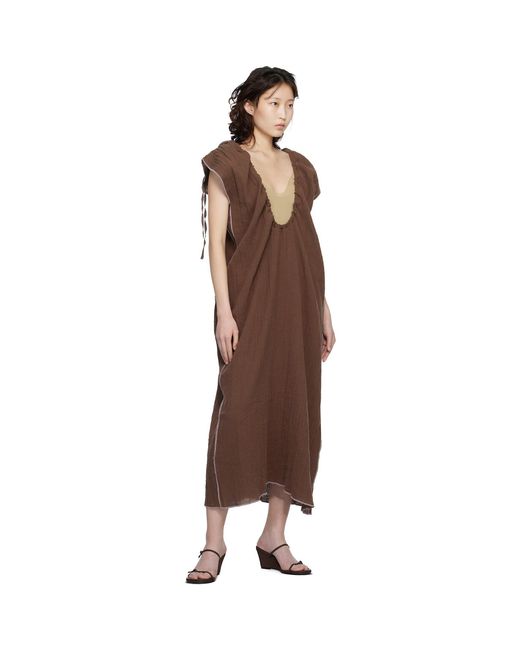 Baserange Black Max Crinkle Linen Maxi Dress