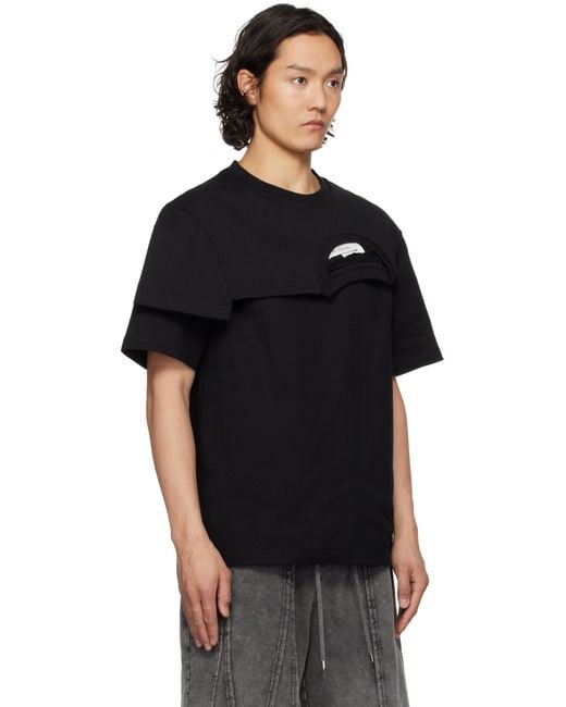 メンズ Feng Chen Wang ブラック Double Collar Tシャツ Black