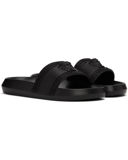 Versace Black Palazzo Slides for men