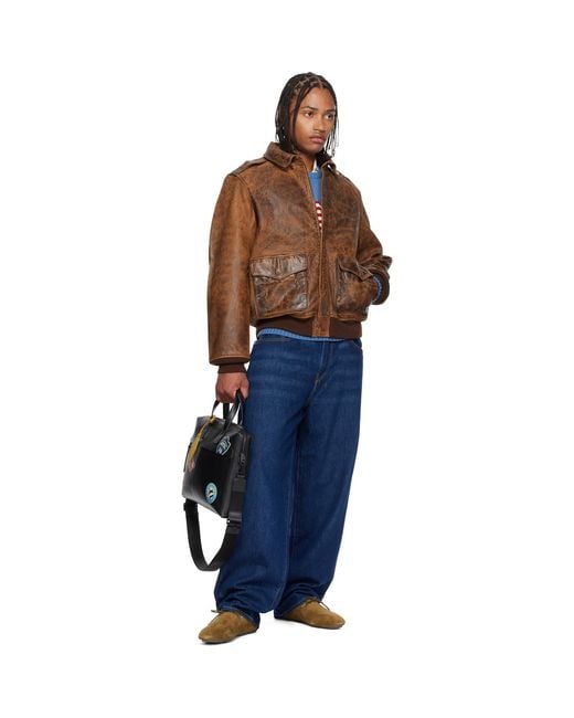 Polo Ralph Lauren Brown Leather Flight Jacket for men