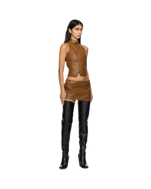 AYA MUSE Black Tan Egas Faux-Leather Miniskirt