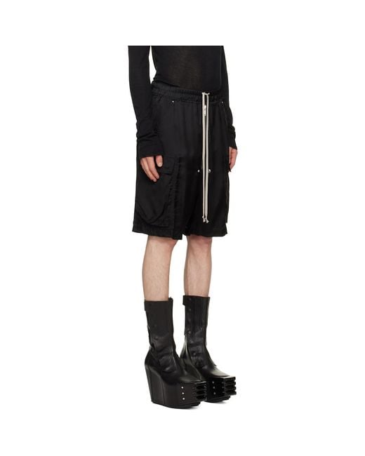 Rick Owens Black Tower Cargobela Shorts for men
