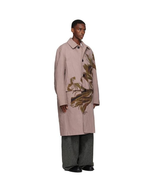 Dries Van Noten Black Floral Coat for men