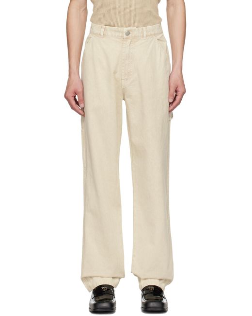 AWAKE NY Natural Off- Embroide Trousers for men