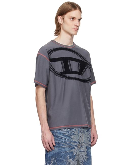 メンズ DIESEL グレー T-Doxt Tシャツ Black