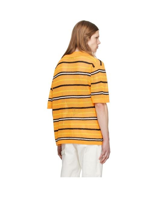 Zankov Orange Three-Button Polo for men