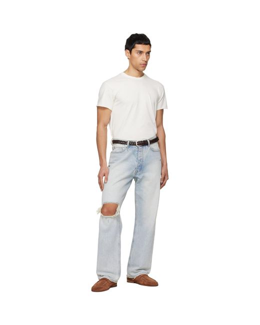 TONYWACK White Off- Garment Dyed Raw Edge T-Shirt for men