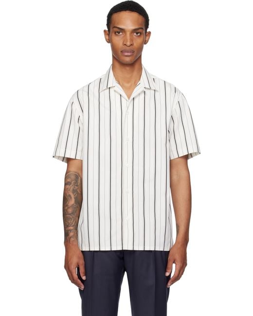 Brioni White Off- Cotton Poplin Shirt for men