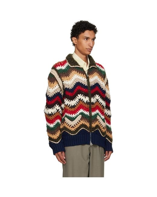Sacai Black Mix Crochet Knit Blouson Jacket for men