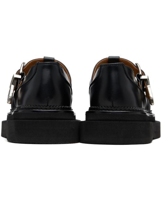 Toga Virilis Black Hard Leather Loafers for men