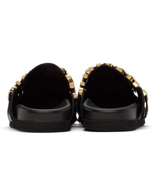 Moschino Black Lettering Logo Slip-on Loafers