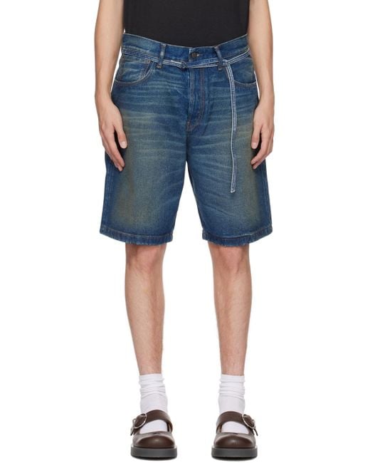 Acne Blue Belted Denim Shorts for men