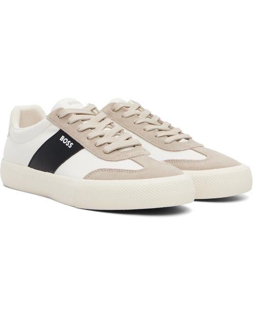 Boss Black Low-Top Suede Trim Sneakers for men