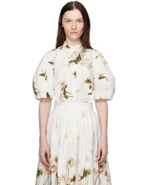 Erdem ホワイト 半袖ブラウス Natural