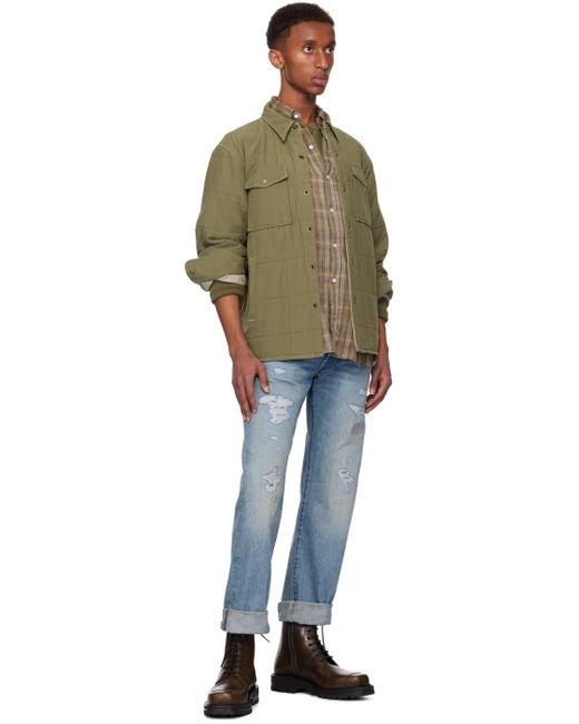 Blouson Chemise Matelasse Kaki En Serge RRL pour homme en coloris Vert Lyst