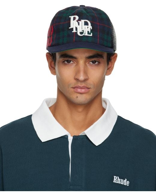 Rhude Blue Multi-Flannel Scramble Logo Cap for men