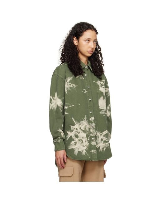 MSGM Green Bleach Denim Shirt