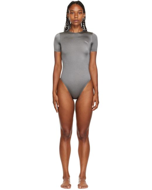 Balenciaga Black Silver Open Back One-piece Swimsuit