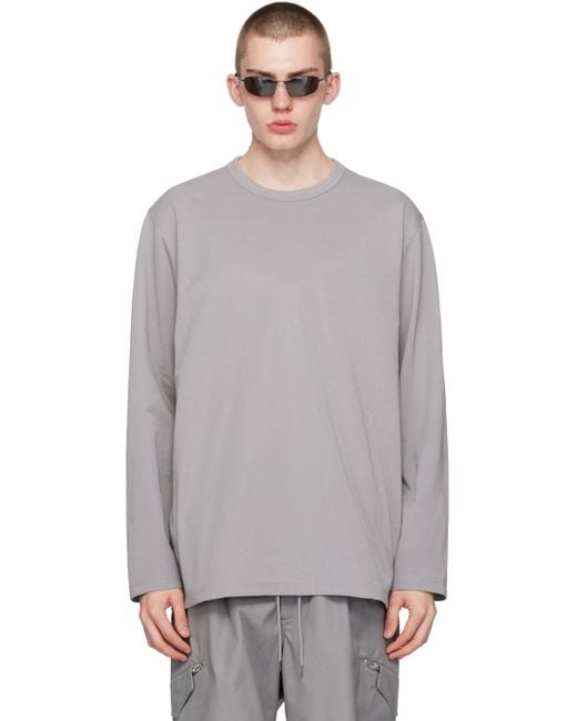 Y-3 Gray Premium Long Sleeve T-shirt for men