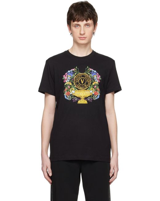 Versace Black V-emblem Garden T-shirt for men