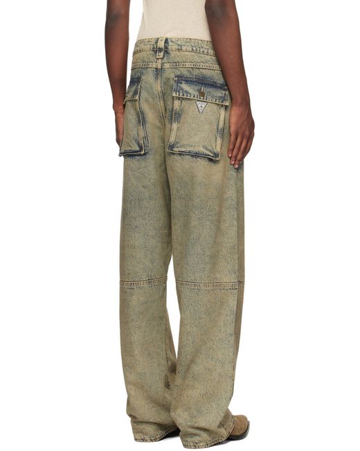Guess Multicolor Flannel Lined Relaxed Denim Jeans for men