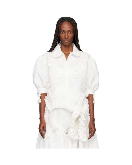 Róisín Pierce White Iced Crochet And Pintuck Shirt
