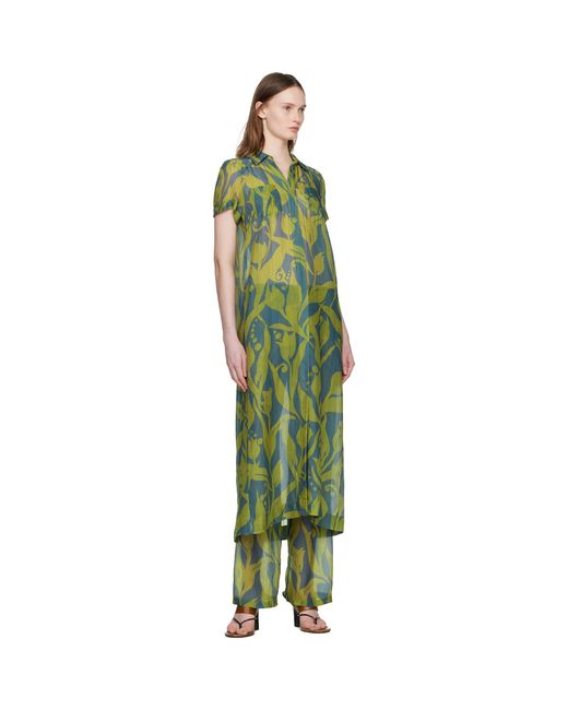 Dries Van Noten Green Long Shirt Maxi Dress