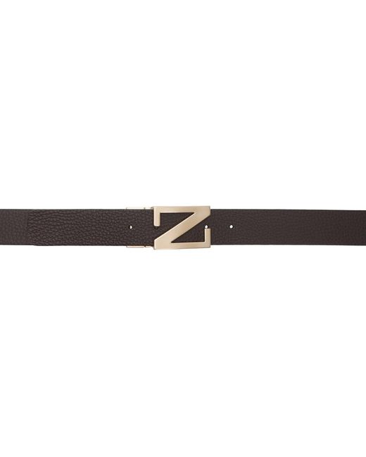 Zegna Black Brown Leather Reversible Belt for men