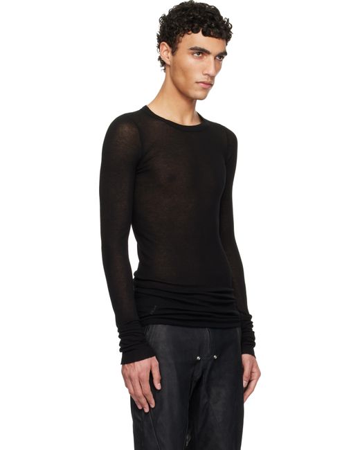 メンズ Rick Owens ブラック Hollywood Rib 長袖Tシャツ Black