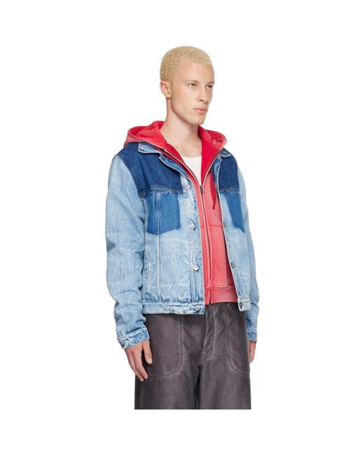 Maison Margiela Blue Patchwork Denim Jacket for men