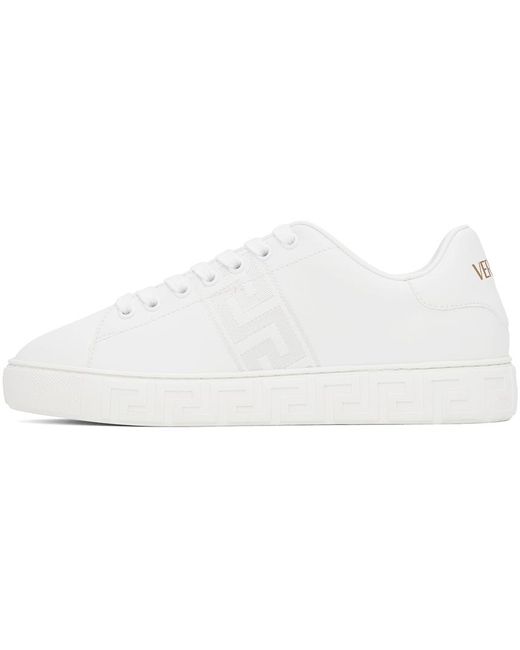 Versace Black White Embroidered Greca Sneakers for men