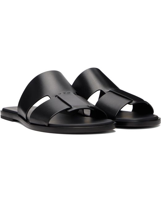 Boss Black Leather Slides for men