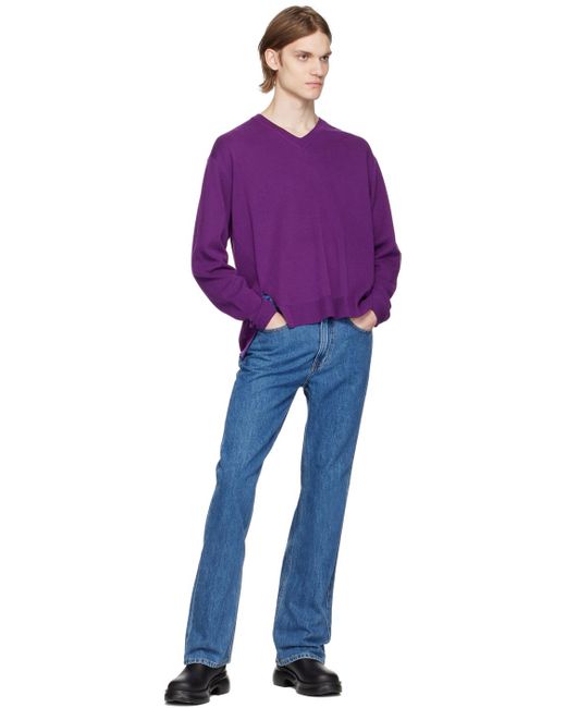 Wooyoungmi Purple V-neck Sweater for men