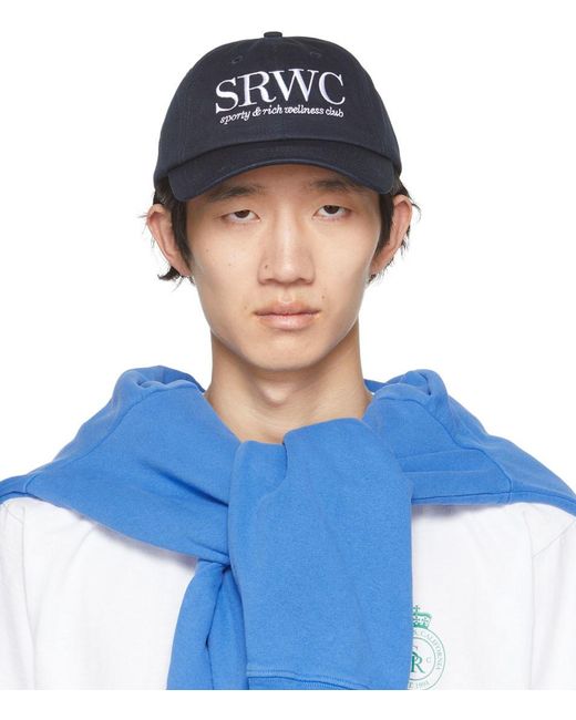 Sporty & Rich Cotton Navy Upper East Side Cap in Navy/White (Blue) for