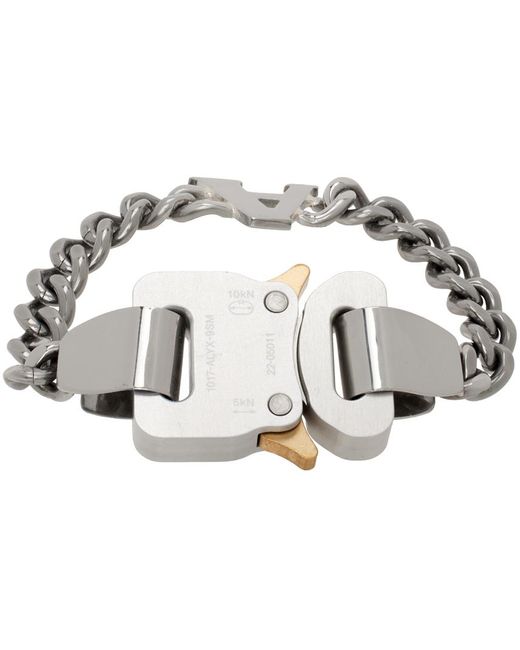 1017 ALYX 9SM Black Silver Buckle Charm Bracelet for men