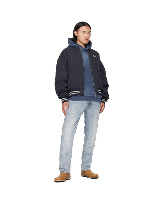 Ksubi Blue Ma-1 Bomber Jacket for men