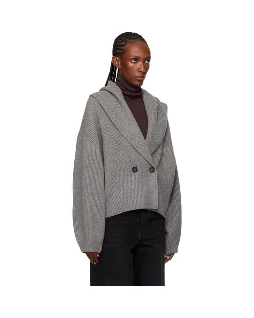 Totême Gray Shawl-Lapel Cardigan