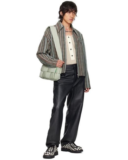 Bottega Veneta Black Cargo Leather Pants for men