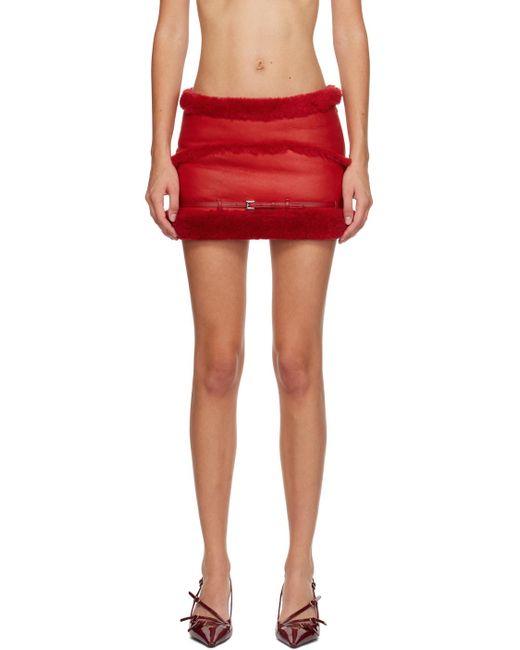 Jacquemus Red Guirlande 'la Jupe Pilou' Shearling Miniskirt