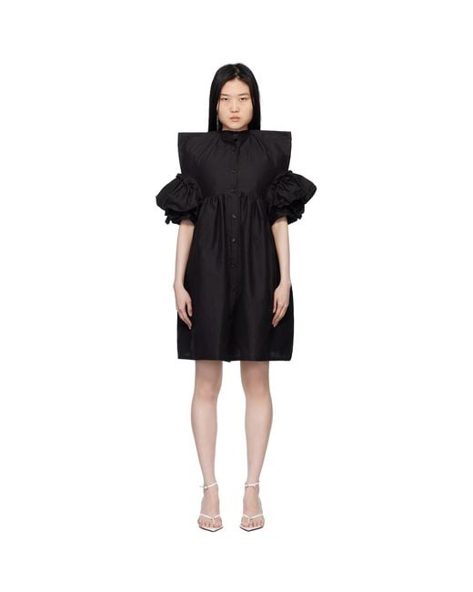 Pushbutton Black Square Minidress