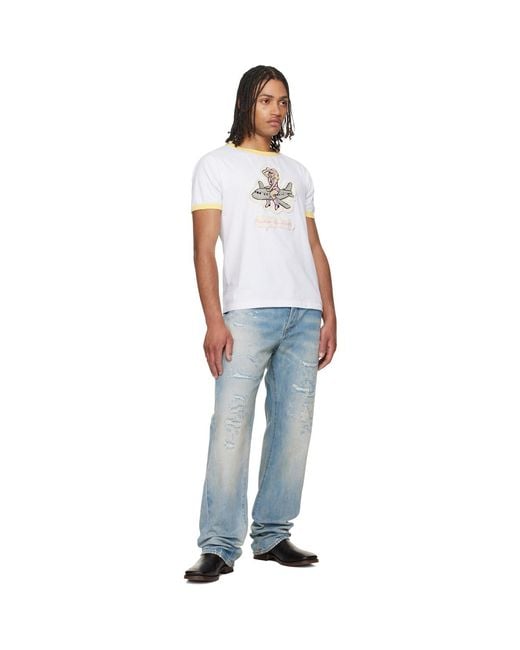 Cout de la Liberte White Weston Mile High Embroidered Crew Ringer T-Shirt for men