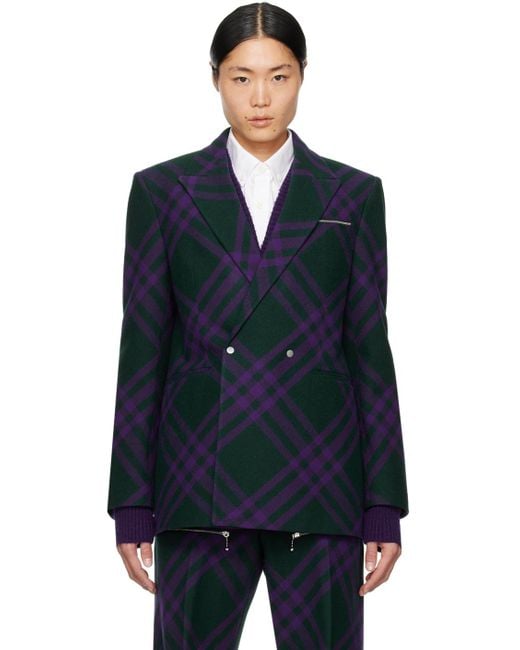 Burberry Blue Green & Purple Check Blazer for men