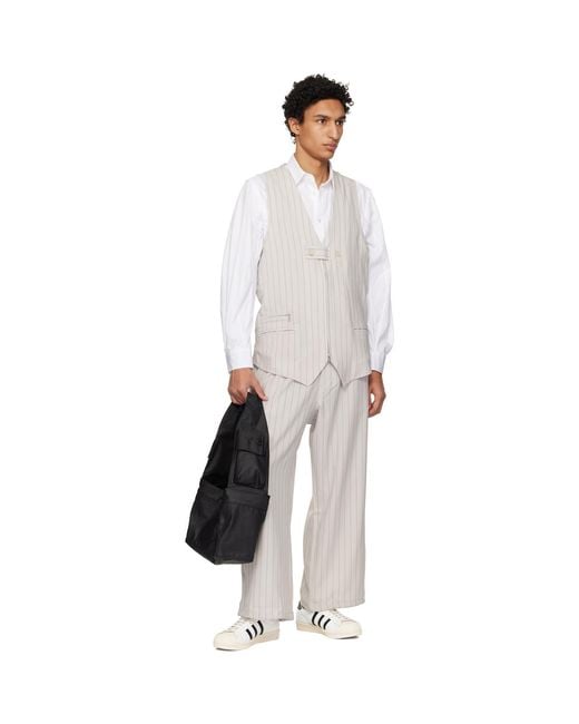 Y-3 White Pinstripe Sport Uniform Track Pants for men